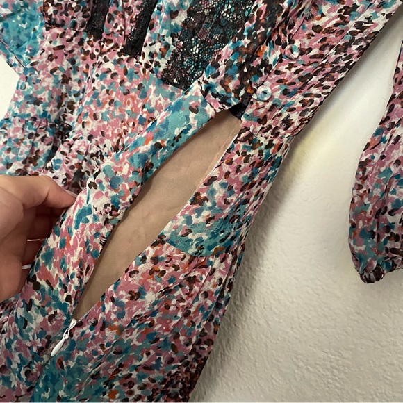 BCBGMAXAZRIA Tahiti Blue Combo Lace Blocked Dress - Picture 4 of 7